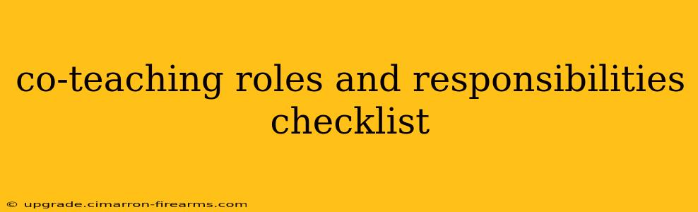 co-teaching roles and responsibilities checklist