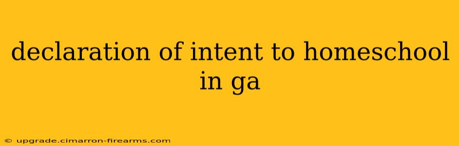 declaration of intent to homeschool in ga