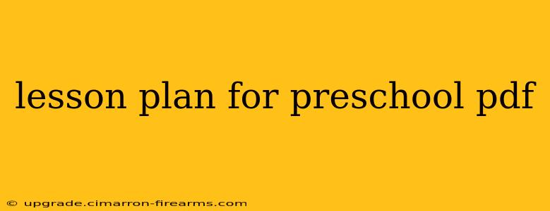 lesson plan for preschool pdf