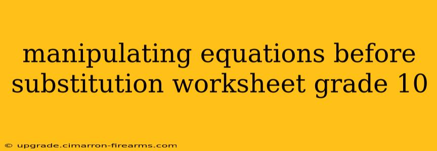 manipulating equations before substitution worksheet grade 10