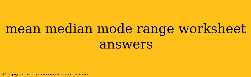 mean median mode range worksheet answers