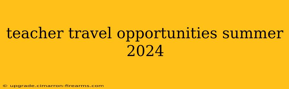 teacher travel opportunities summer 2024