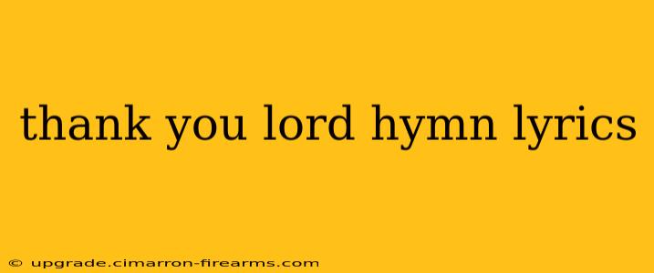 thank you lord hymn lyrics